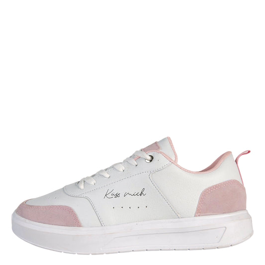 Tenis Urbano Para Mujer Castalia 707-001 Blanco Con Detalles En Gamuza Rosa
