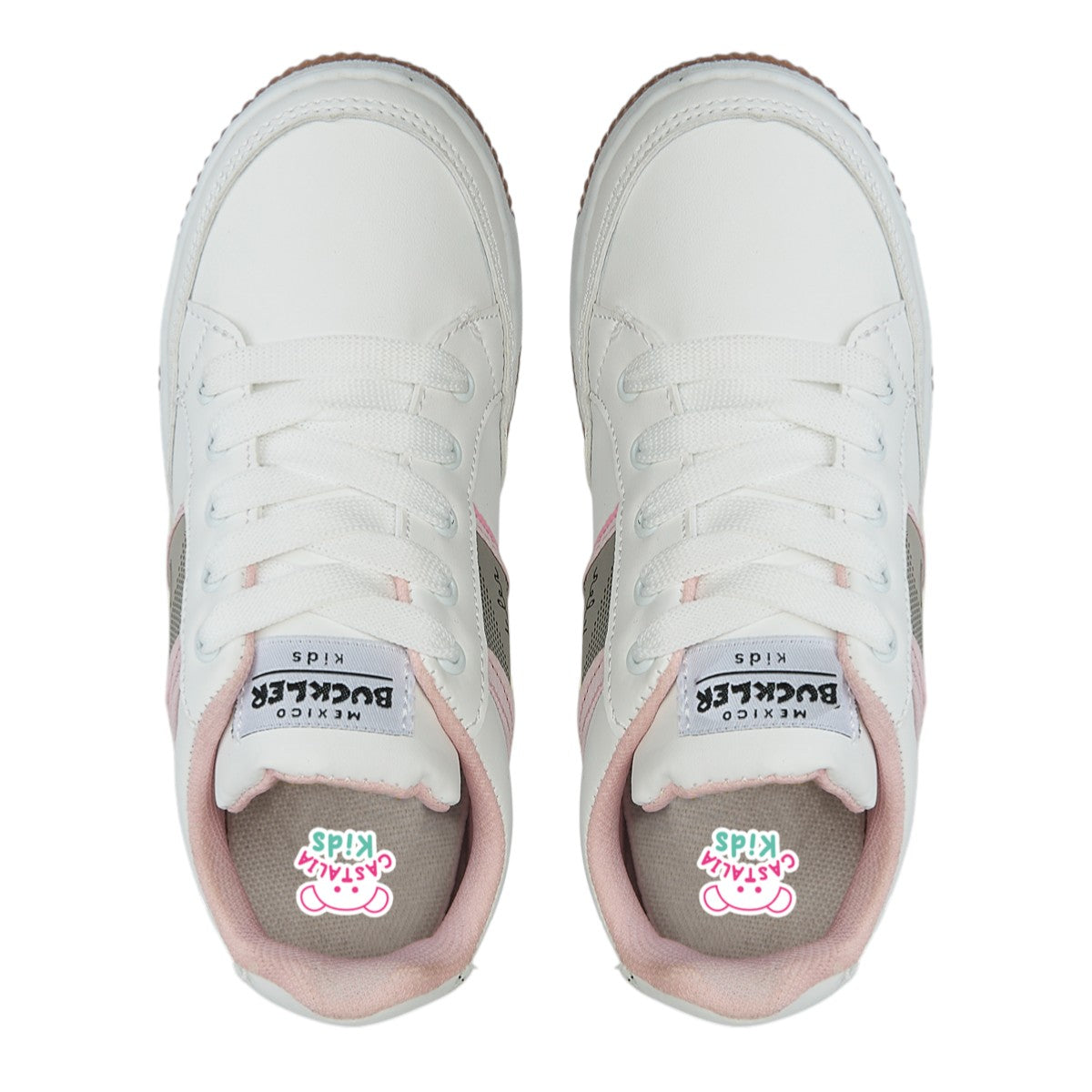 Tenis Urbano Para Niña Castalia 789-004 Blanco Con Rosa
