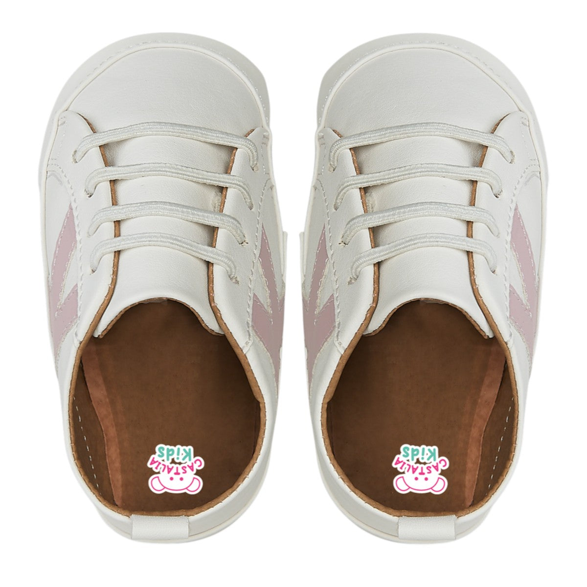 Tenis Para Bebé Niña Castalia 790-004 Blanco Con Rosa