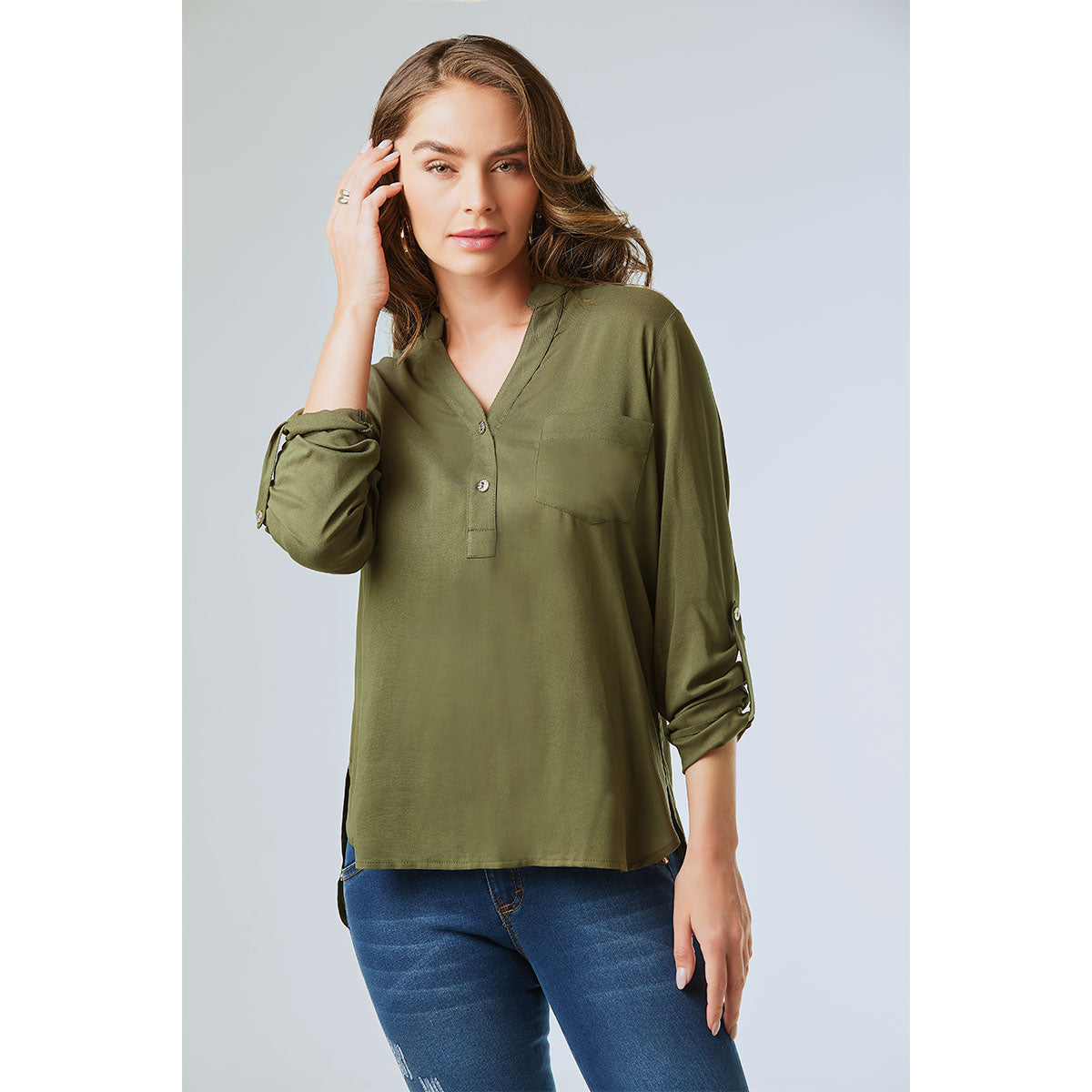 Blusa Para Mujer TREVO Verde Manga Ajustable 953-179