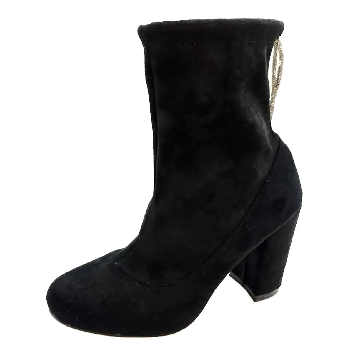 Botín De Gamuza Para Mujer Castalia 307-63 Negro Con Brillos