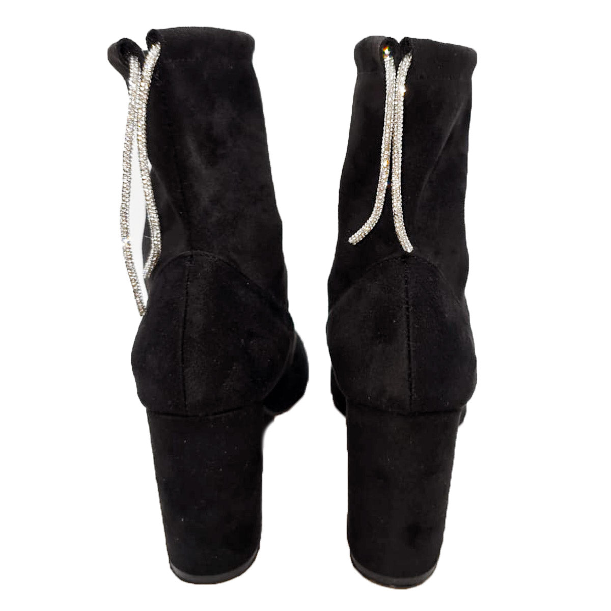 Botín De Gamuza Para Mujer Castalia 307-63 Negro Con Brillos