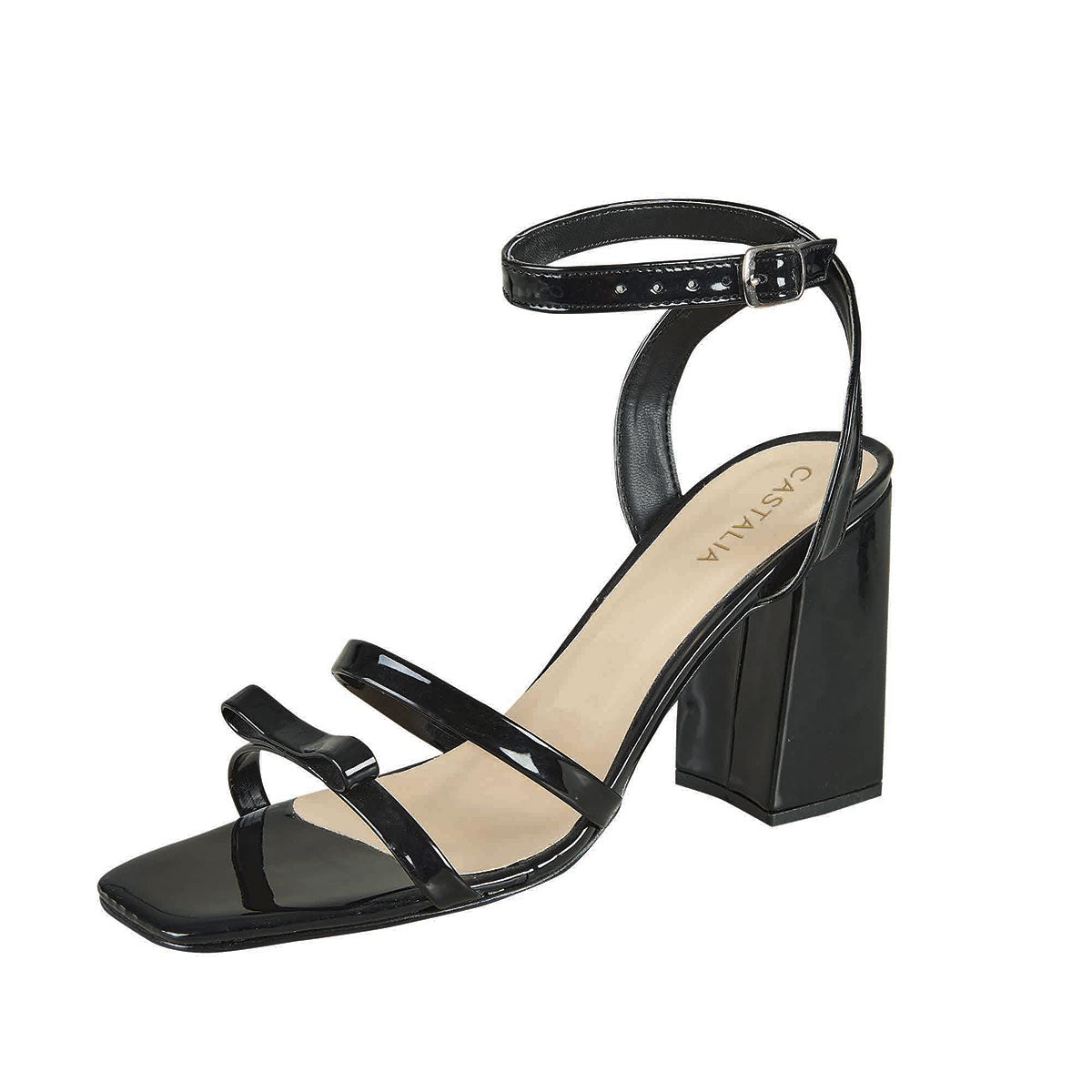 Tacón Para Mujer CASTALIA Negro Charol con Moño 145-171