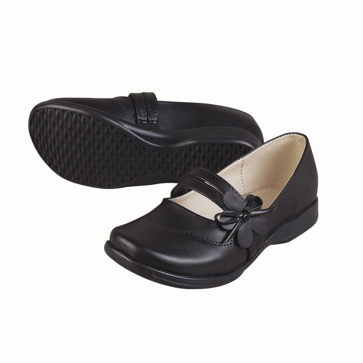 Zapato Escolar Para Niña CASTALIA 228-24 Negro con Flor