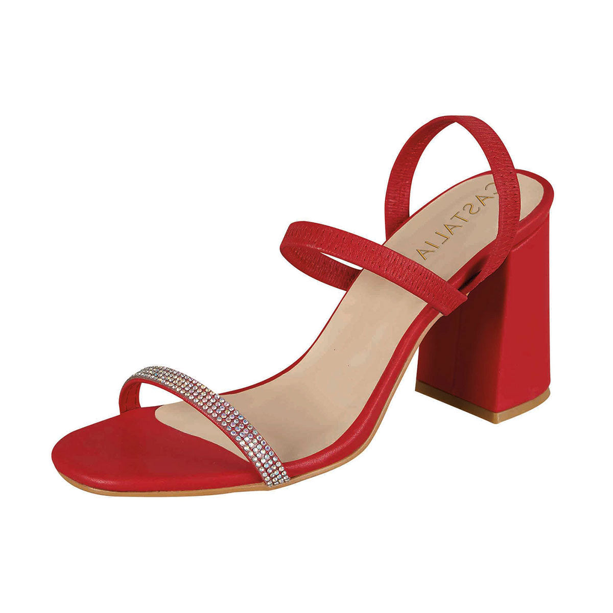 Tacón Para Mujer CASTALIA Rojo con Pedreria 246-72