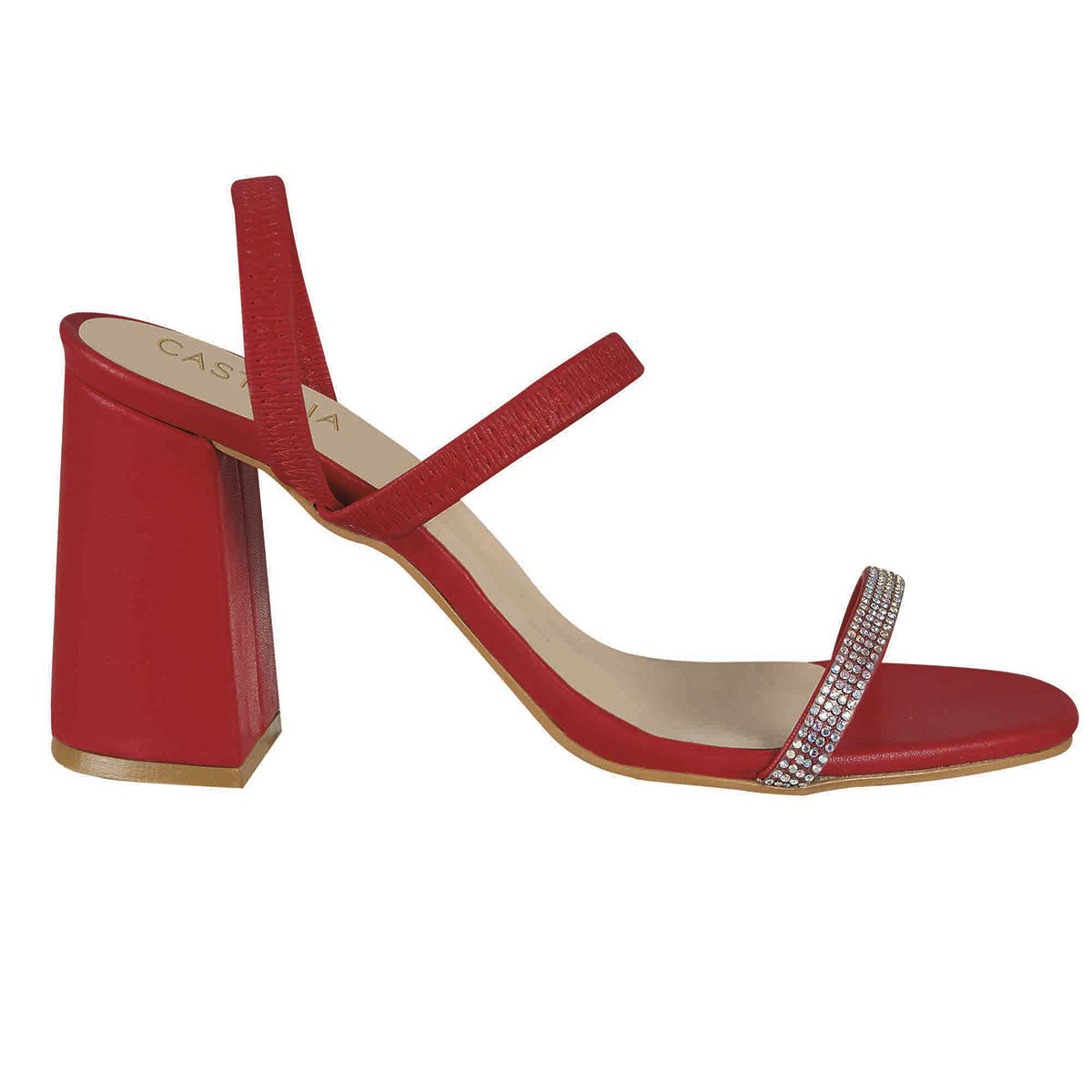 Tacón Para Mujer CASTALIA Rojo con Pedreria 246-72