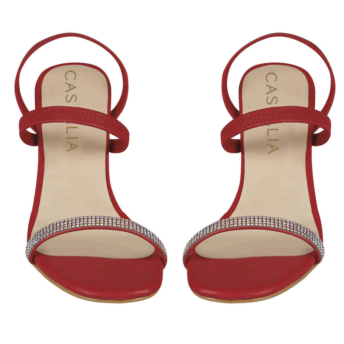 Tacón Para Mujer CASTALIA Rojo con Pedreria 246-72