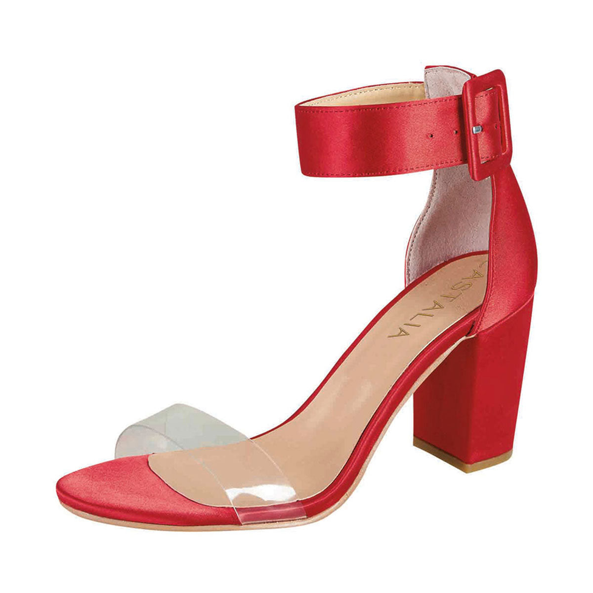 Tacón Para Mujer CASTALIA Rojo con Mica Transparente 304-50