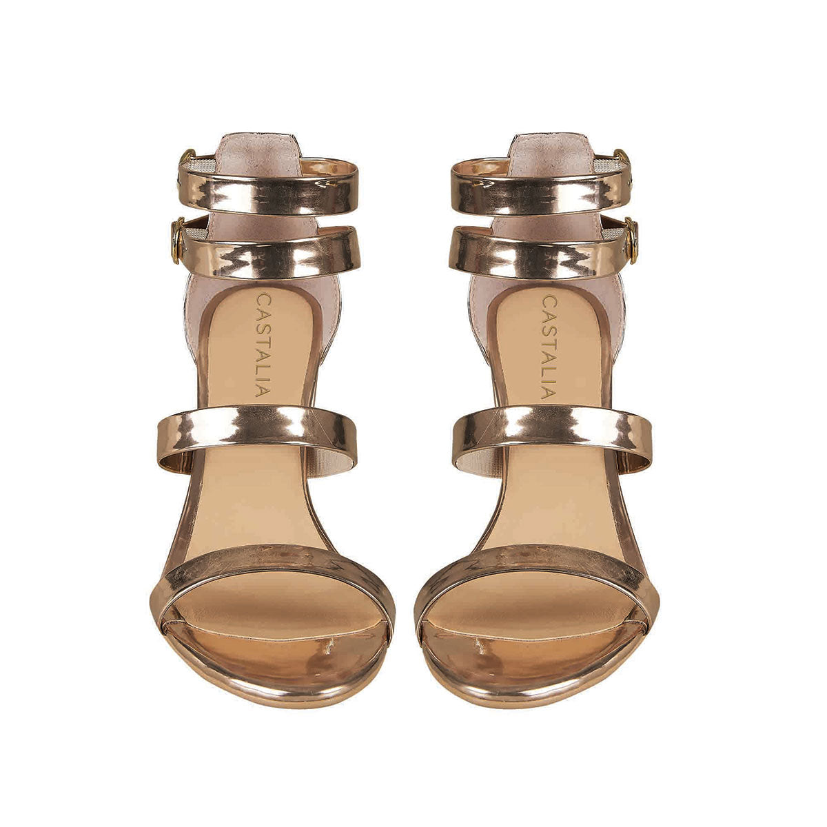 Tacón Para Mujer CASTALIA Oro Rosado Doble Correa 304-52