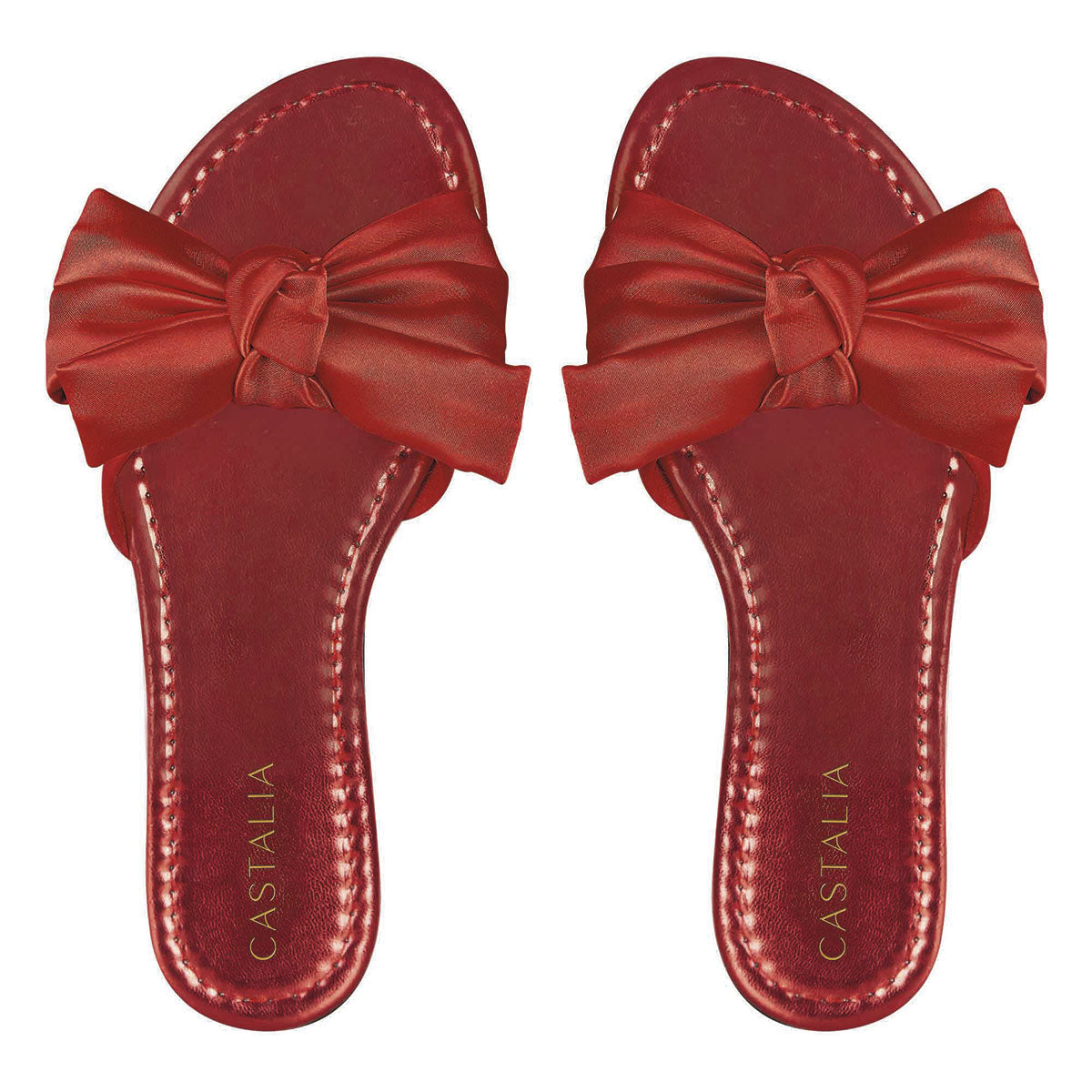 Sandalia Para Mujer CASTALIA Rojo Textil con Moño 319-04