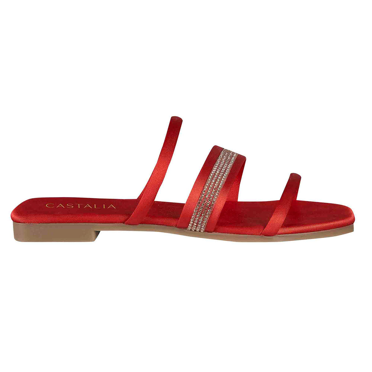 Sandalia Para Mujer CASTALIA Rojo Detalle de Brillos 337-55