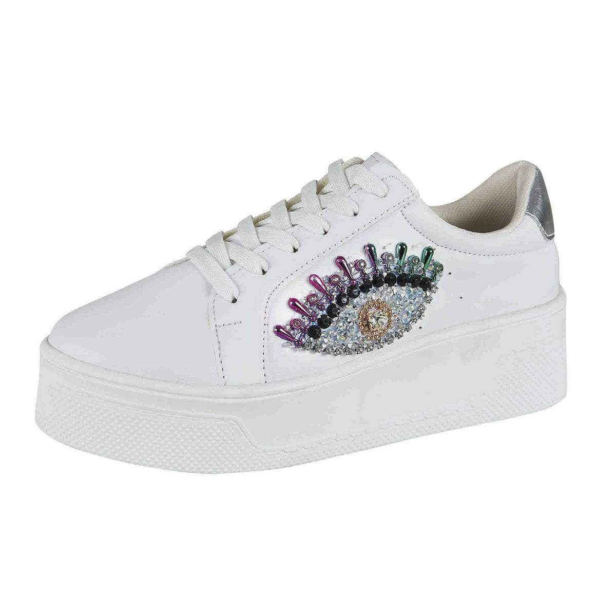 Tenis Urbano Para Mujer CASTALIA Blanco con Pedreria 352-09