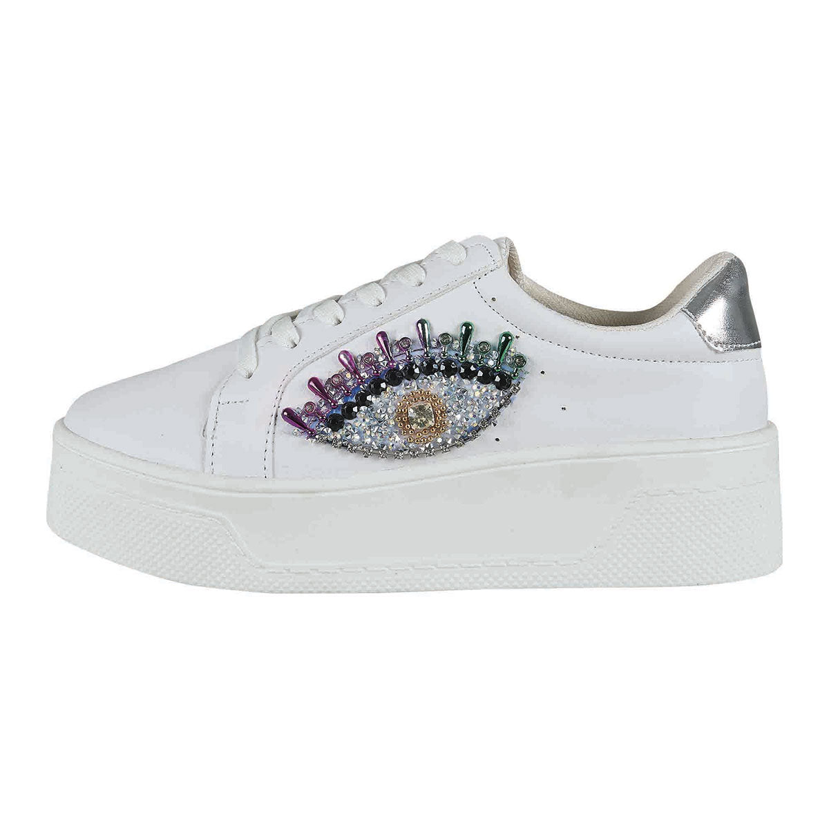 Tenis Urbano Para Mujer CASTALIA Blanco con Pedreria 352-09