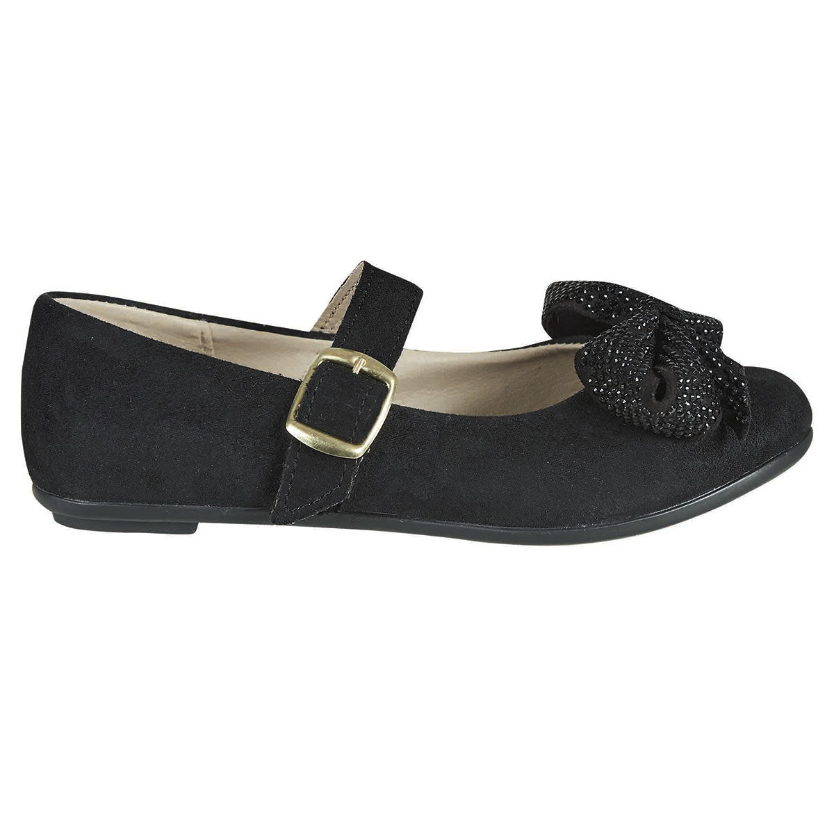 Balerina de Gamuza Para Niña CASTALIA Negro con Moño 360-111