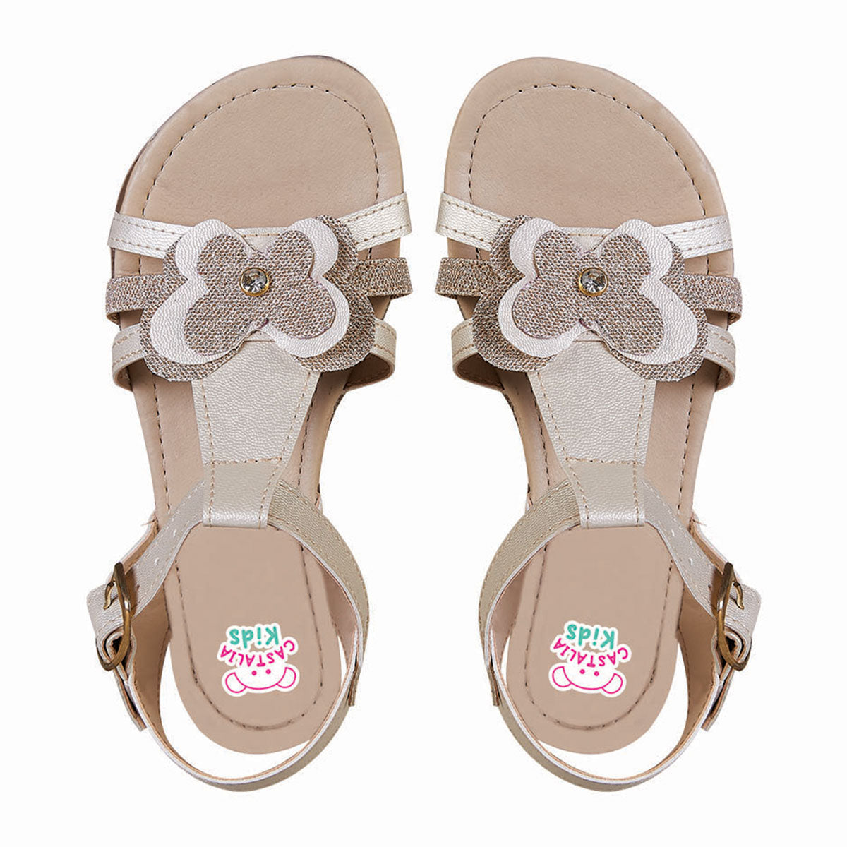 Huarache Para Niña CASTALIA 360-19 Beige con Mariposa