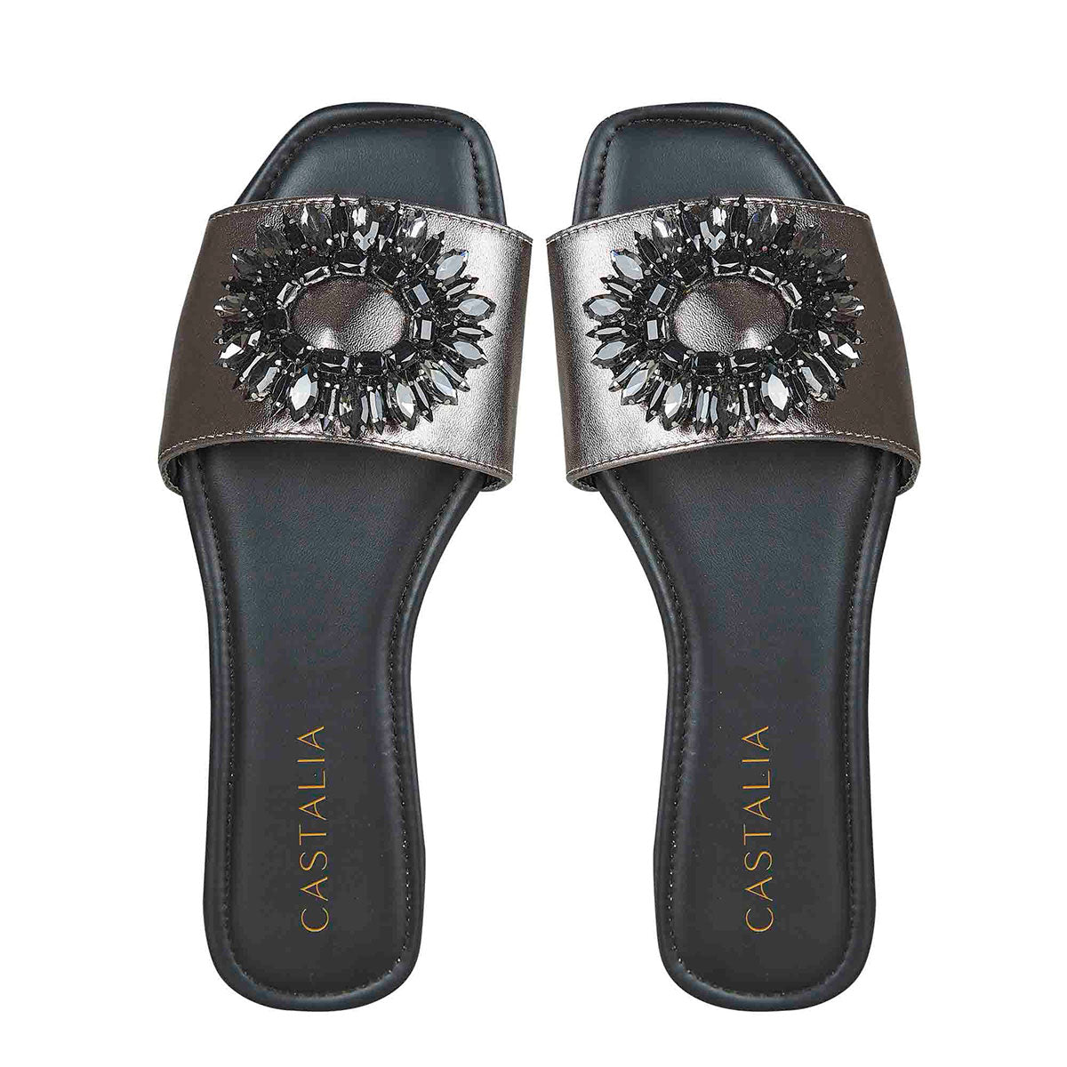 Sandalia Para Mujer CASTALIA Negro con Pedrería 561-84