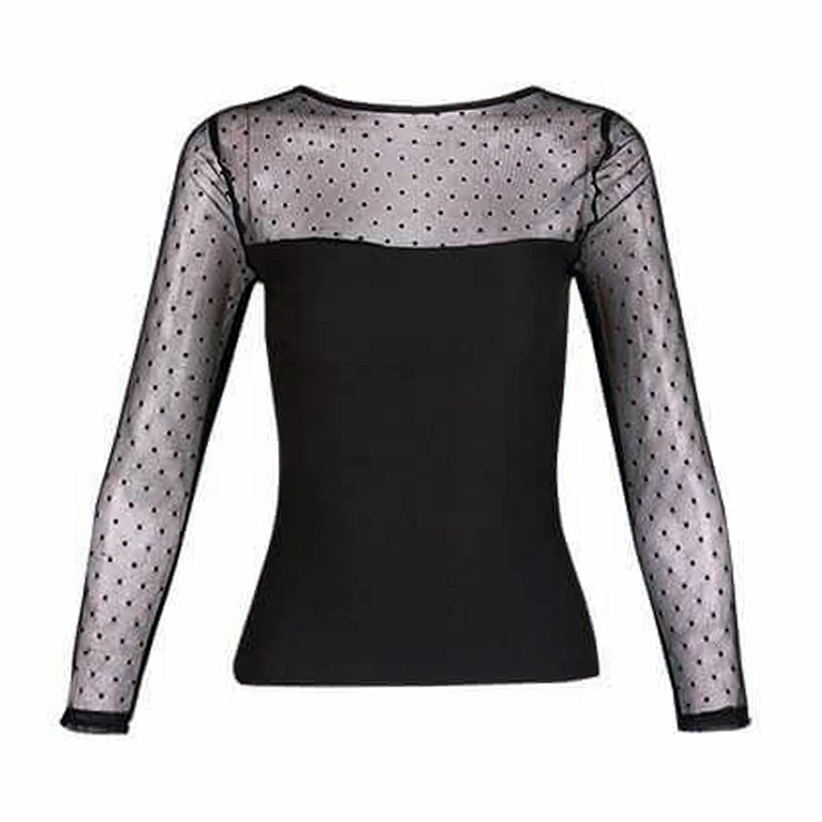 Blusa Para Mujer TREVO 940-108 Negro Manga Transparente