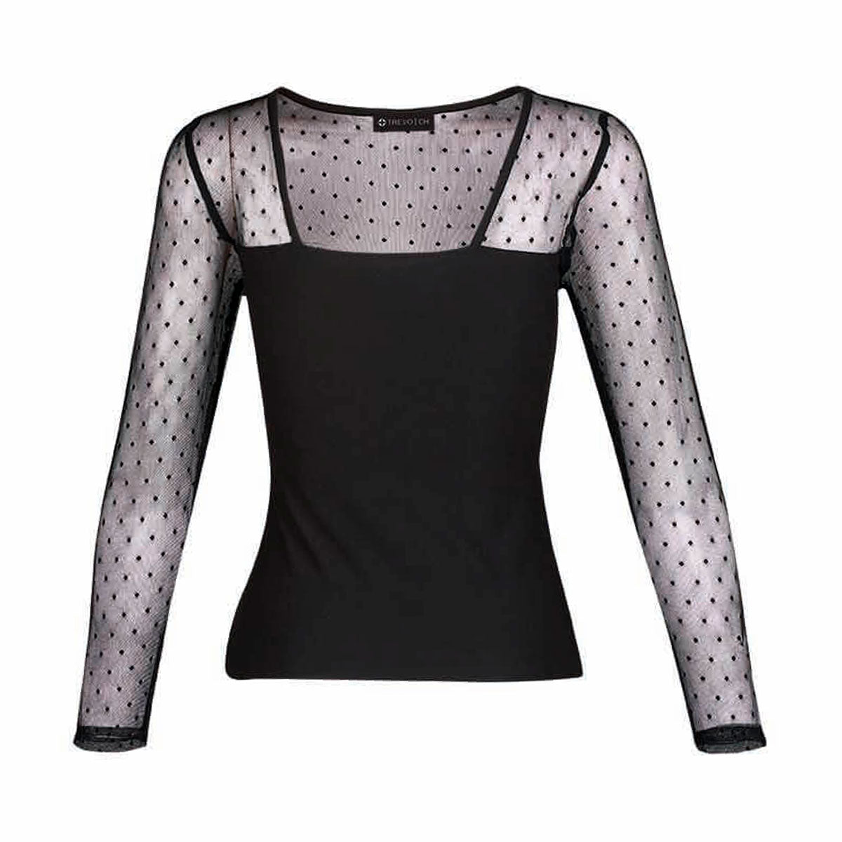 Blusa Para Mujer TREVO 940-108 Negro Manga Transparente