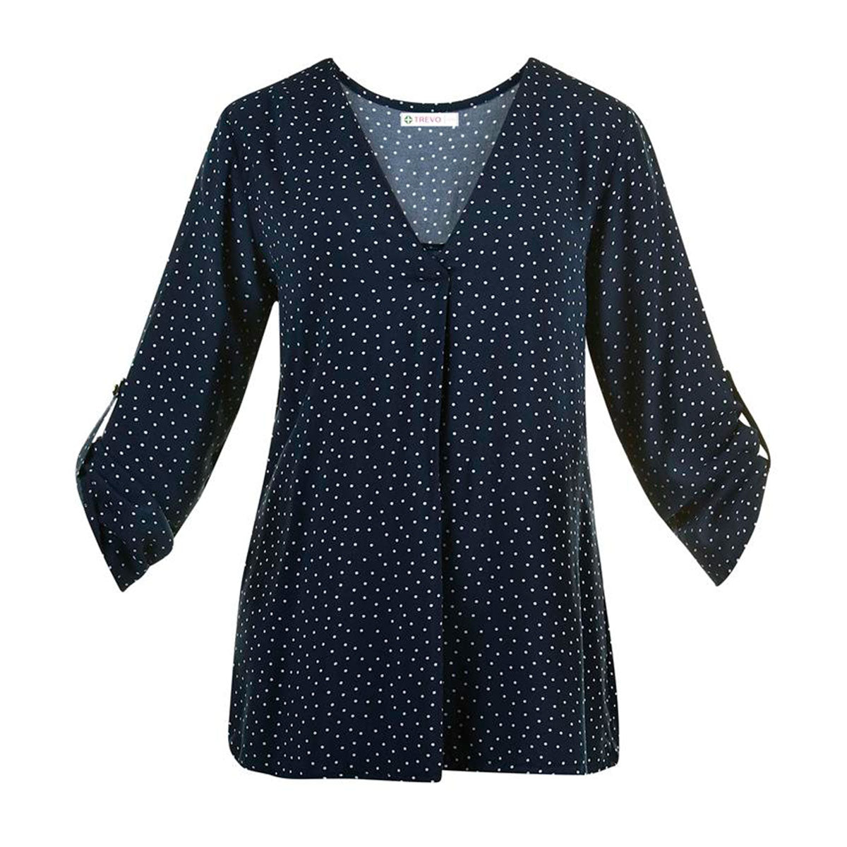 Blusa Para Mujer TREVO 947-74 Marino con Lunares Blancos