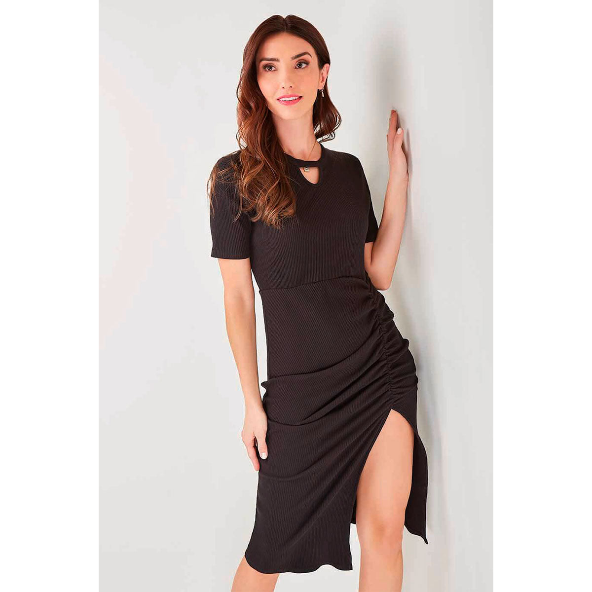 Vestido Para Mujer TREVO 966-46 Negro con Abertura en la Pierna