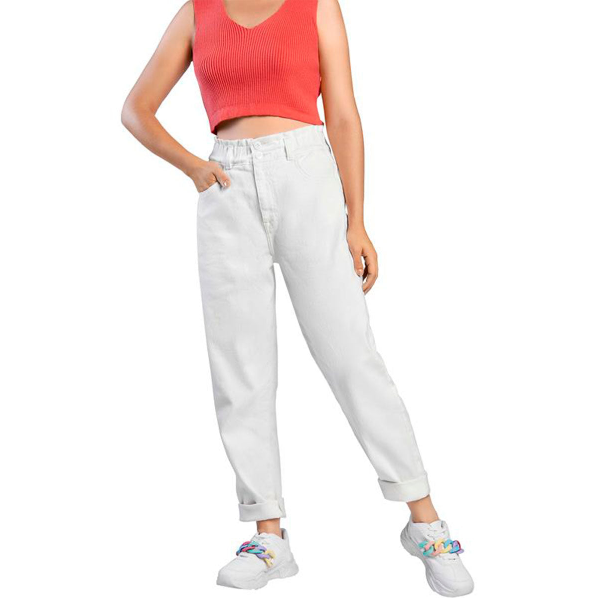 Jeans de Mezclilla Para Mujer TREVO 967-07 Blanco