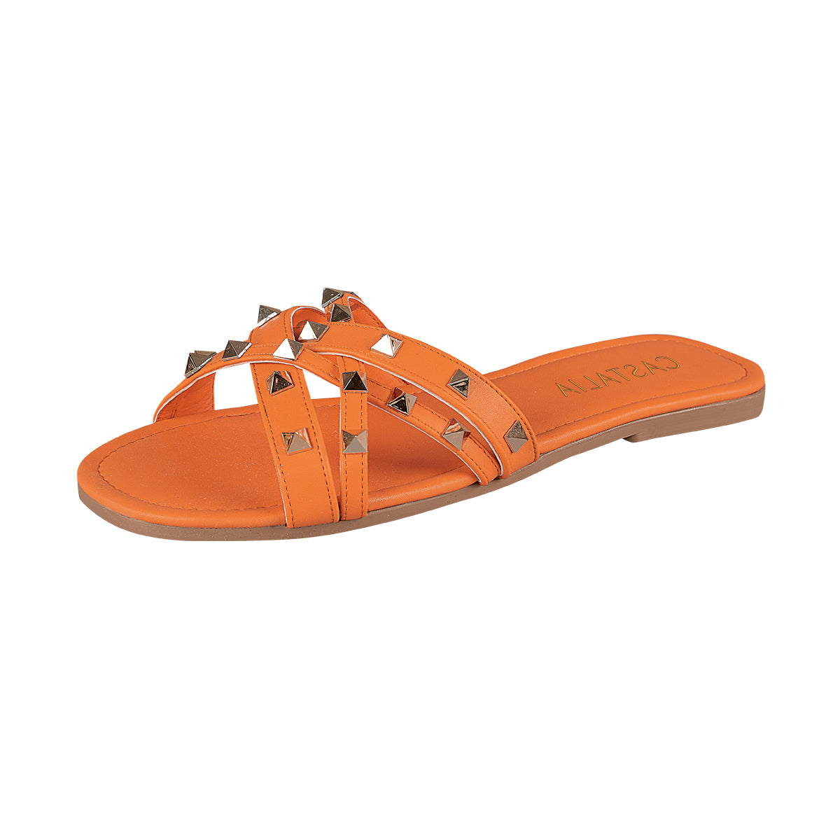 Huarache Para Mujer CASTALIA 296-16 Naranja Detalle de estoperoles
