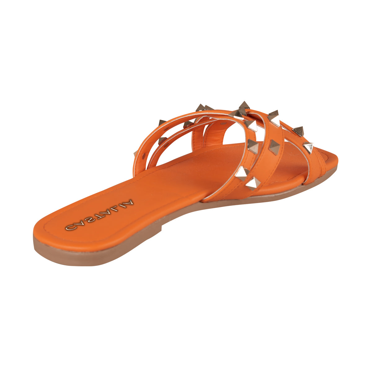 Huarache Para Mujer CASTALIA 296-16 Naranja Detalle de estoperoles