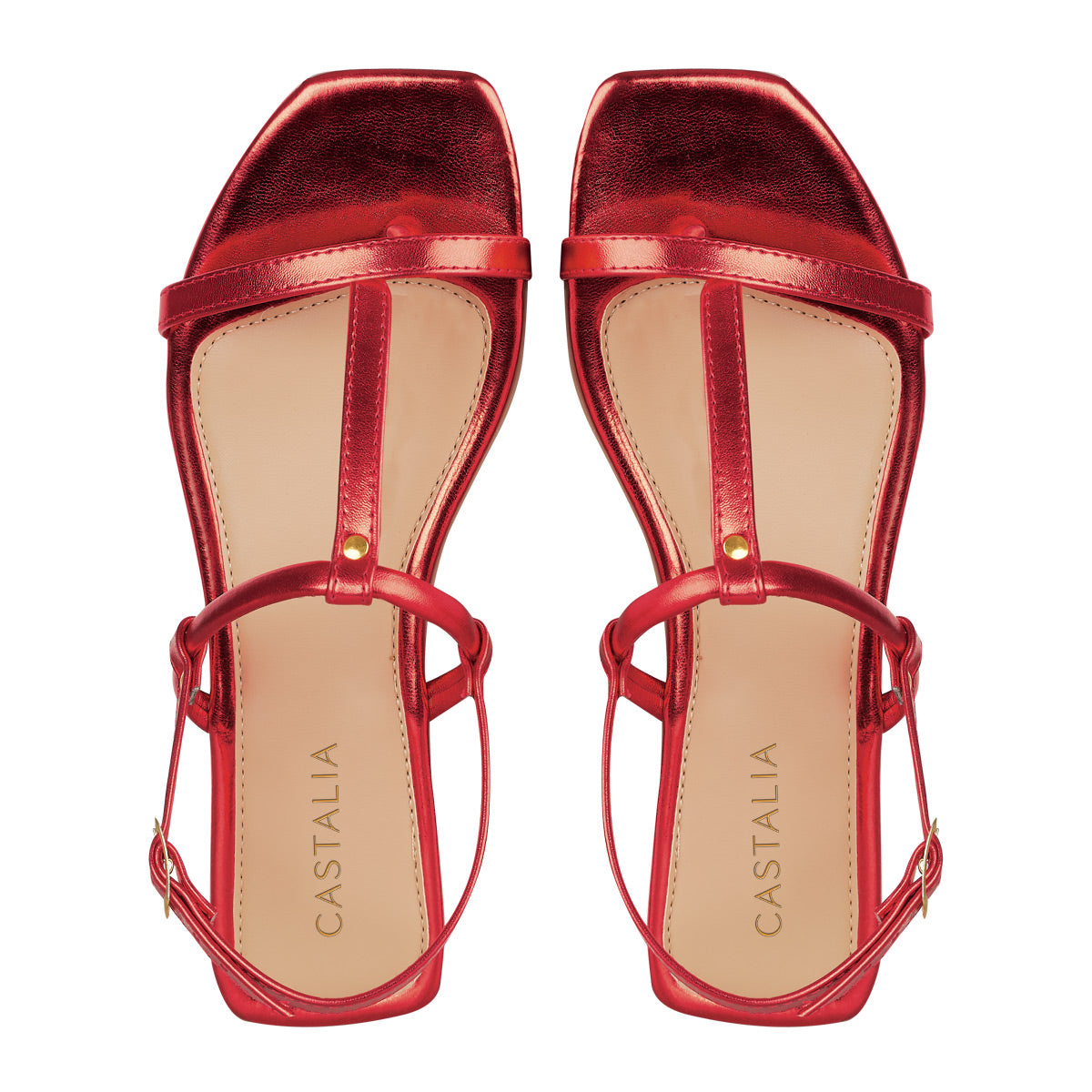 Huarache Para Mujer CASTALIA 337-48 Rojo Acabado metálico