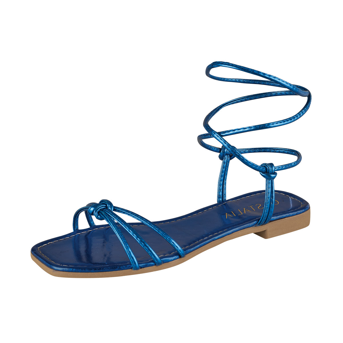 Huarache Para Mujer CASTALIA 338-14 Azul Acabado metálico