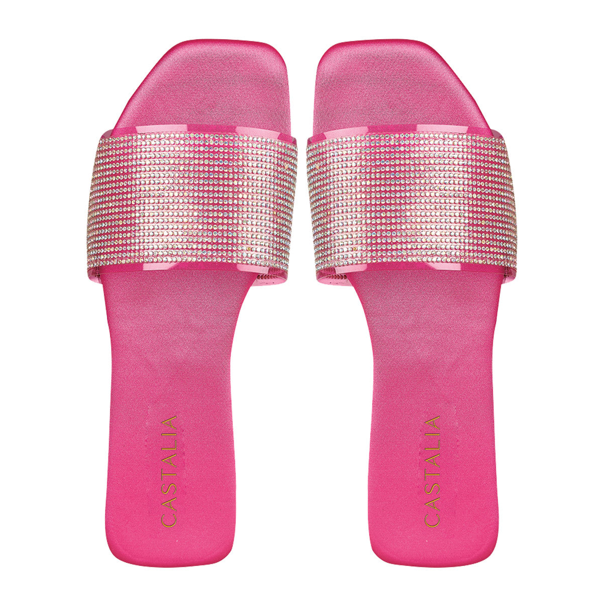 Huarache Para Mujer CASTALIA 366-54 Fucsia Detalle de cristales
