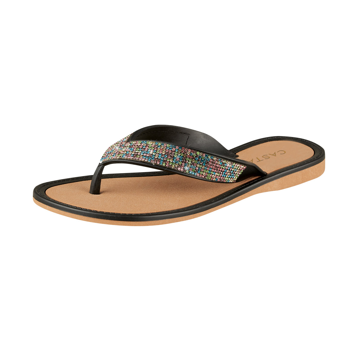 Sandalia Para Mujer CASTALIA 507-118 Negro Aplicación efecto cristales
