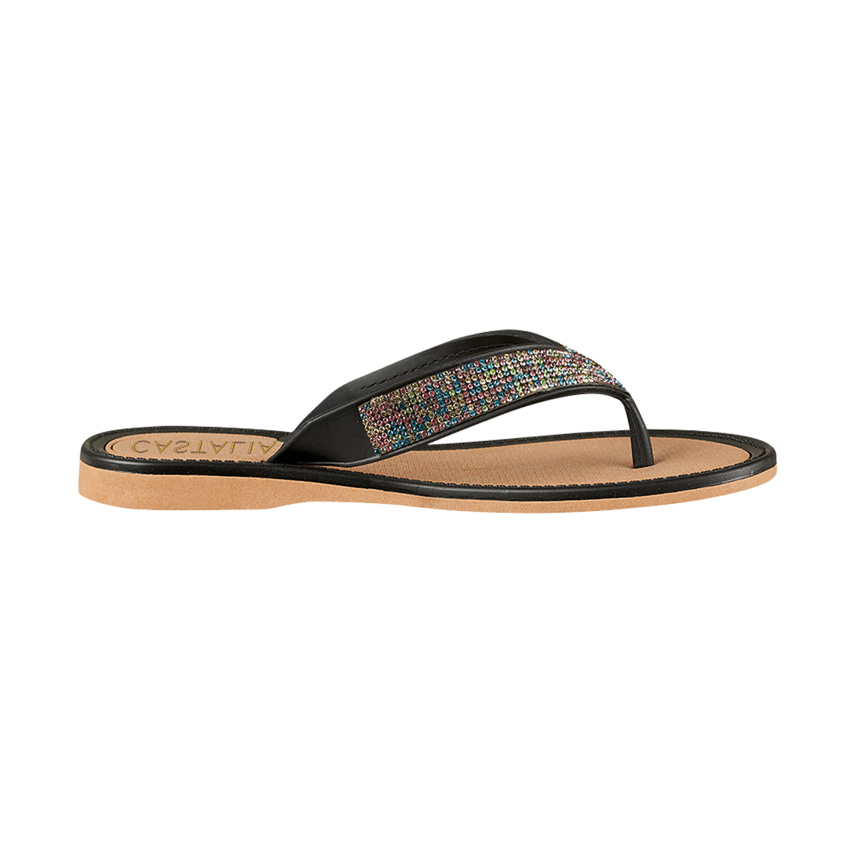 Sandalia Para Mujer CASTALIA 507-118 Negro Aplicación efecto cristales
