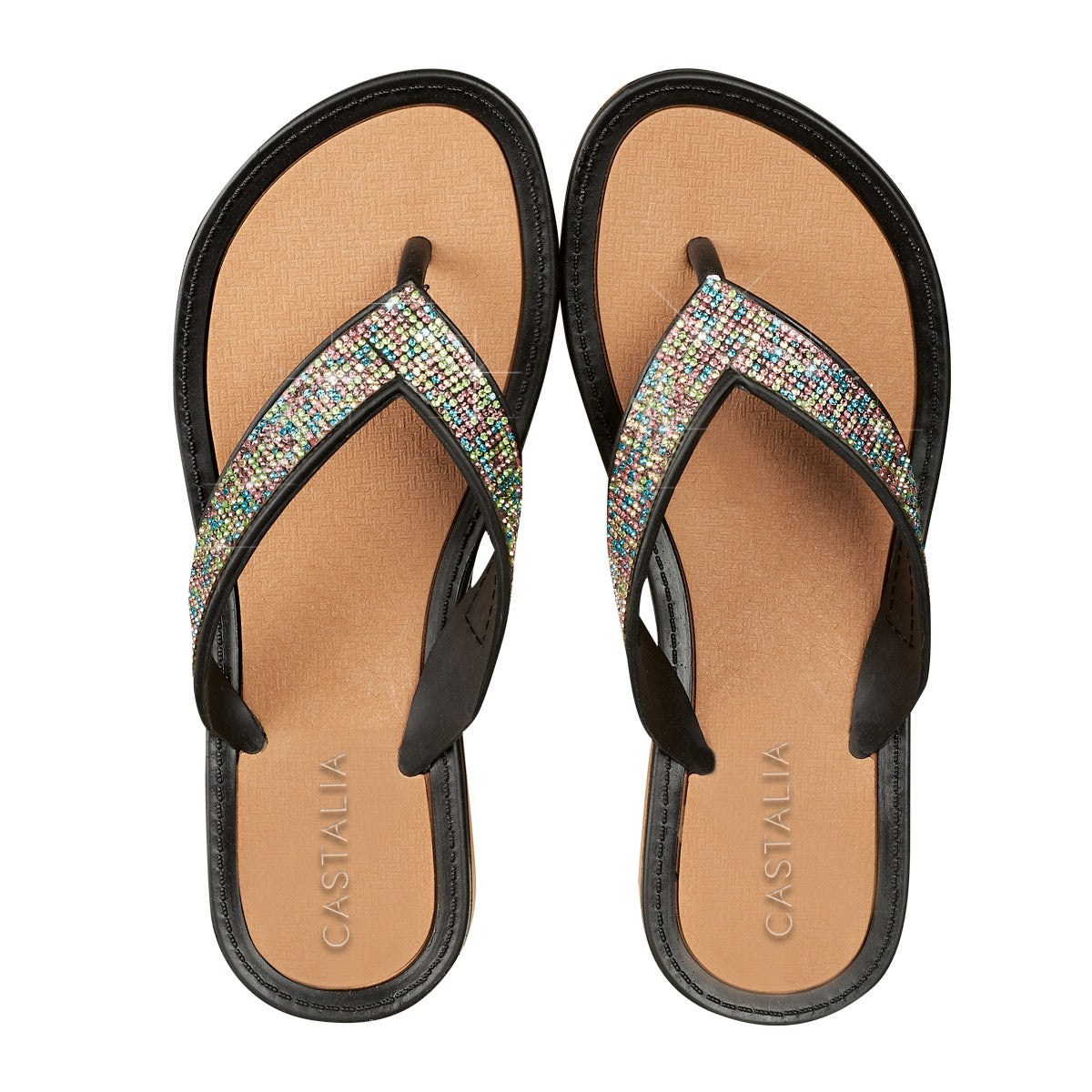 Sandalia Para Mujer CASTALIA 507-118 Negro Aplicación efecto cristales