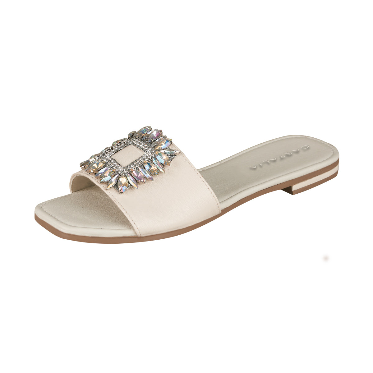 Huarache Para Mujer CASTALIA 561-71 Blanco Aplicación con cristales