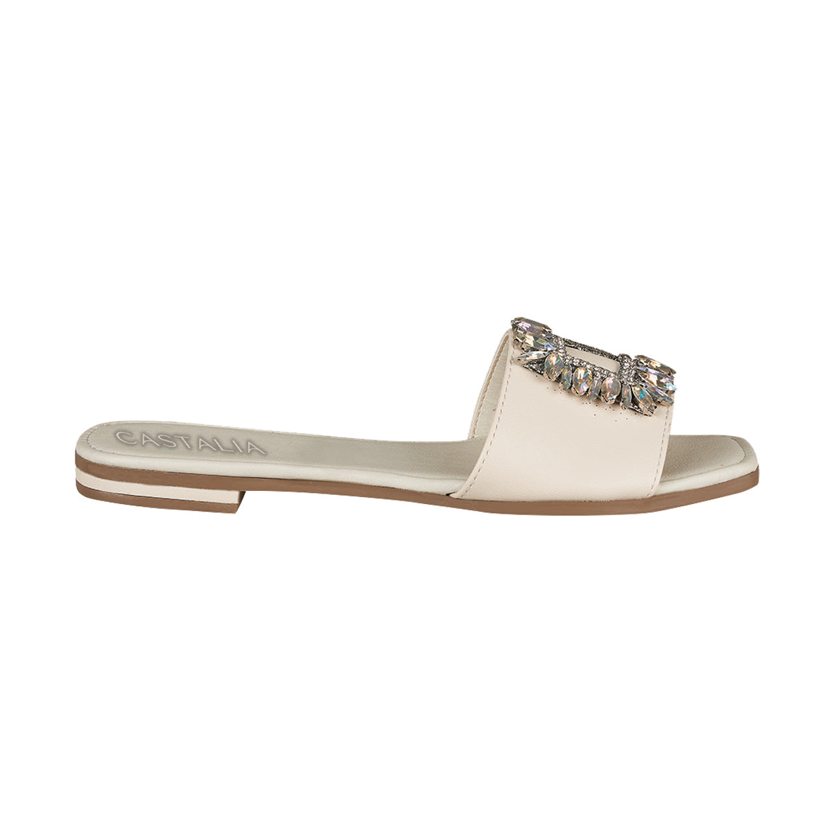 Huarache Para Mujer CASTALIA 561-71 Blanco Aplicación con cristales