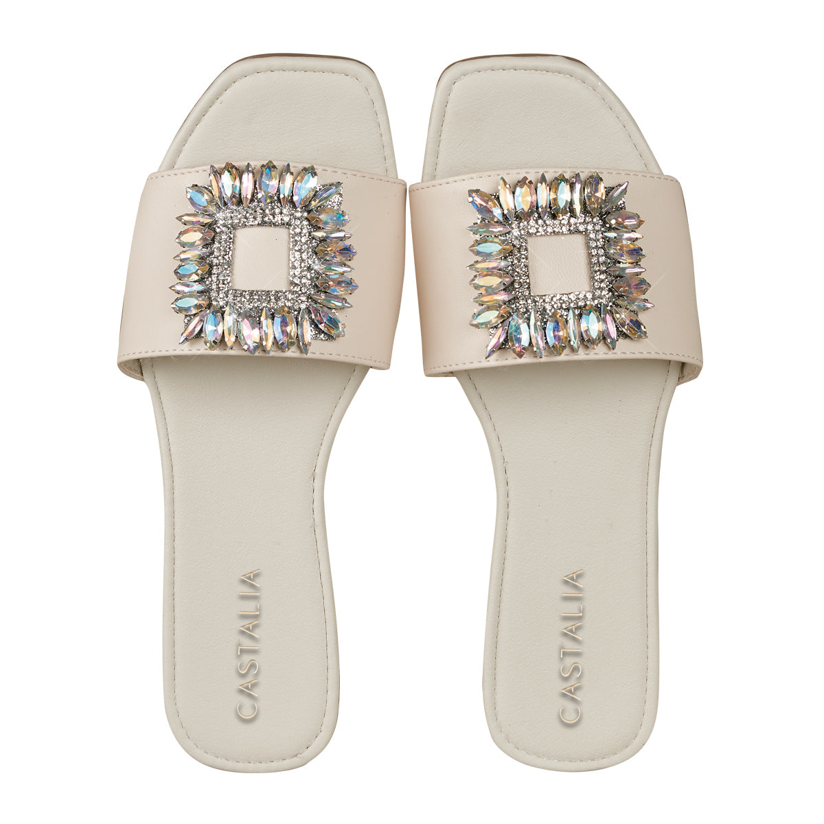 Huarache Para Mujer CASTALIA 561-71 Blanco Aplicación con cristales