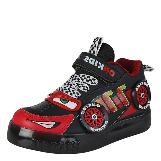 Tenis Para Niño Castalia 011-09 Negro Con Rojo Diseño De Carro