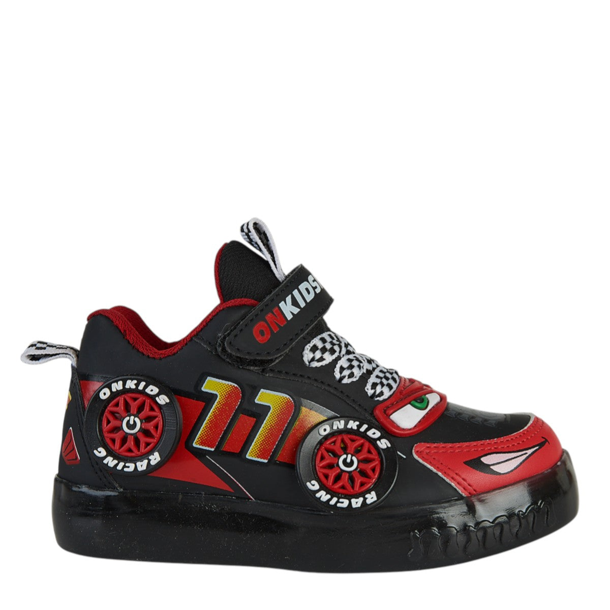 Tenis Para Niño Castalia 011-09 Negro Con Luz Led Rojo Diseño De Carro