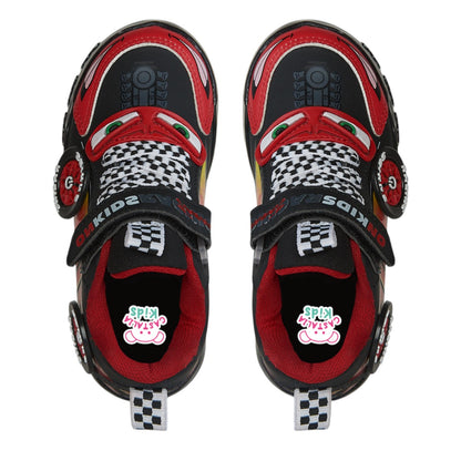 Tenis Para Niño Castalia 011-09 Negro Con Luz Led Rojo Diseño De Carro