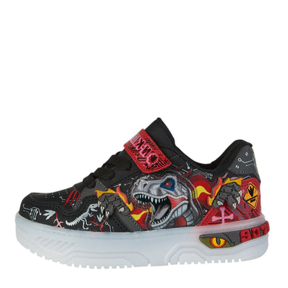 Tenis Para Niño Castalia 011-10 Negro Con Rojo Diseño De Dinosaurio