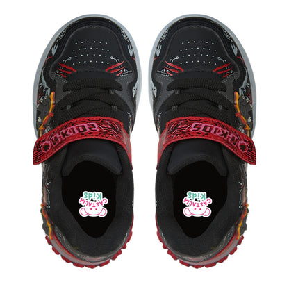 Tenis Para Niño Castalia 011-10 Negro Con Rojo Diseño De Dinosaurio