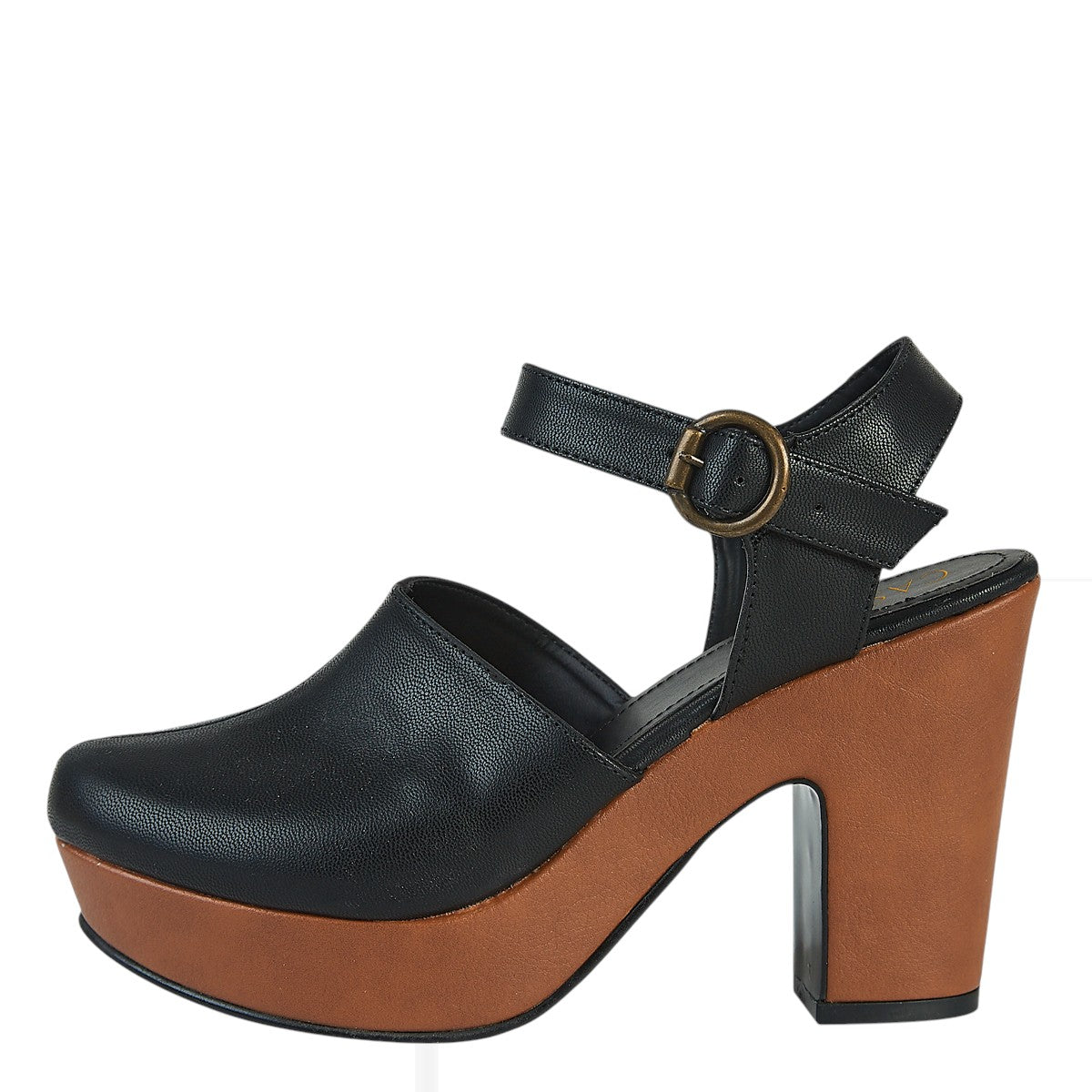 Tacón Par Mujer Castalia 013-11 Negro Con Plataforma Café