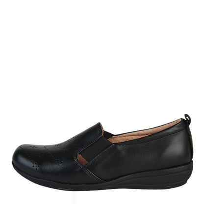 Zapato Confort Clásico Mujer Castalia 016-27 Negro Con Elástico