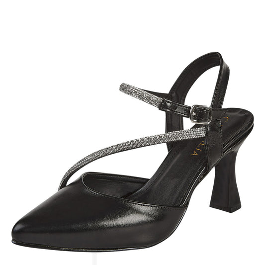Tacón Para Mujer Castalia 019-32 Negro Con Brillos