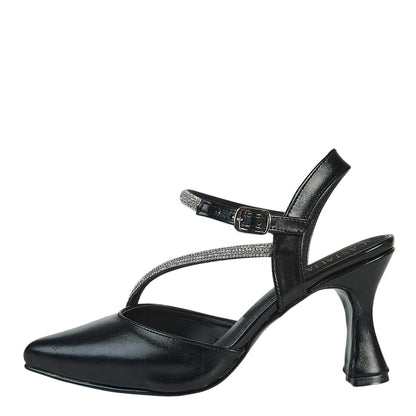 Tacón Para Mujer Castalia 019-32 Negro Con Brillos
