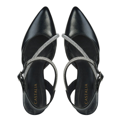 Tacón Para Mujer Castalia 019-32 Negro Con Brillos