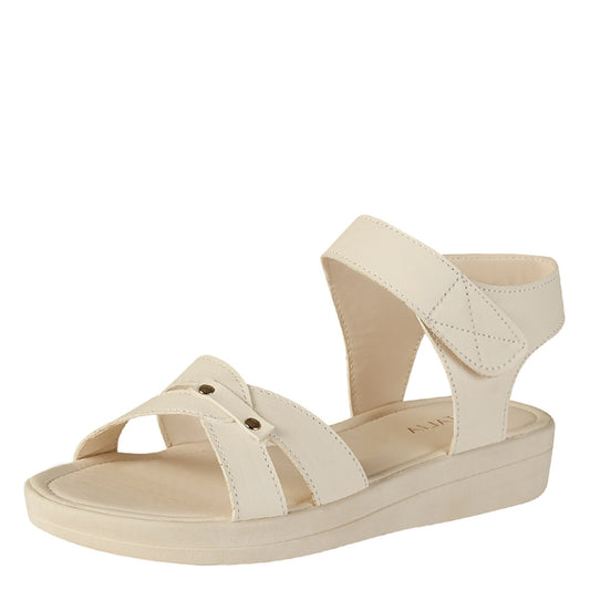Sandalia Para Mujer CASTALIA 024-010 Blanco Detalles Plata