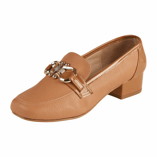Tacón Para Mujer CASTALIA 099-19 Avellana Detalle en Plata