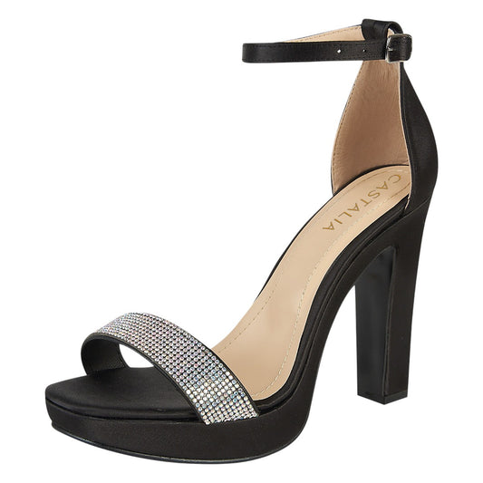 Tacón Para Mujer Castalia 099-23 Negro Con Brillos
