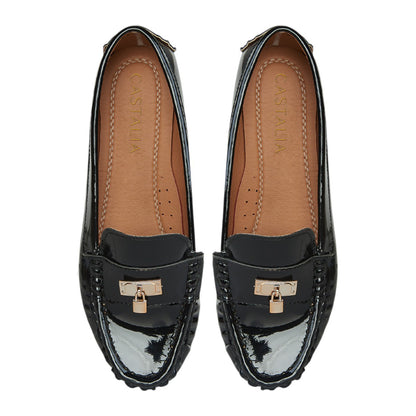 Zapato Confort De Charol Mujer CASTALIA 108-84 Negro Detalle De Candado
